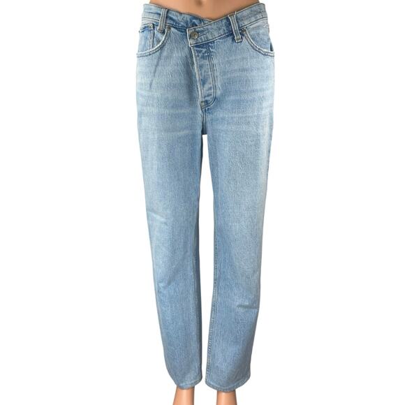 Abercrombie & Fitch The Dad High Rise Women's Blue Straight Leg Denim Jeans 28 - Picture 1 of 5